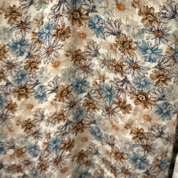 POL Women's Patchwork Floral Blouse - Blue and Brown - Picture 2 of 11